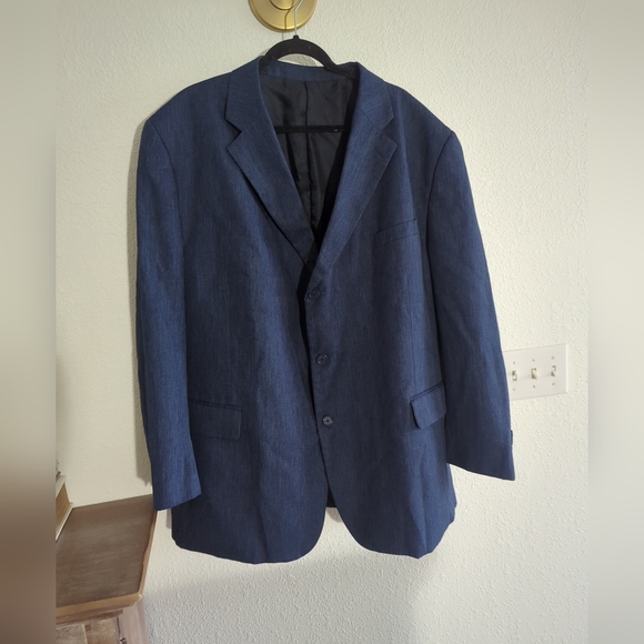 KS Signature Sport Coat Blazer 54 Big Mens Blue Lined Jacket - Picture 1 of 5